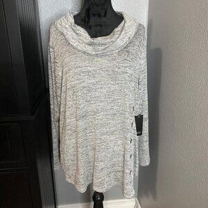 NAÏF Sweater 2X Gray Cowl Neck Cozy Chic Plus Size Tunic Minimalist Layering NWT